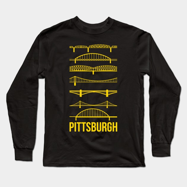 Pittsburgh Bridges Long Sleeve T-Shirt by polliadesign